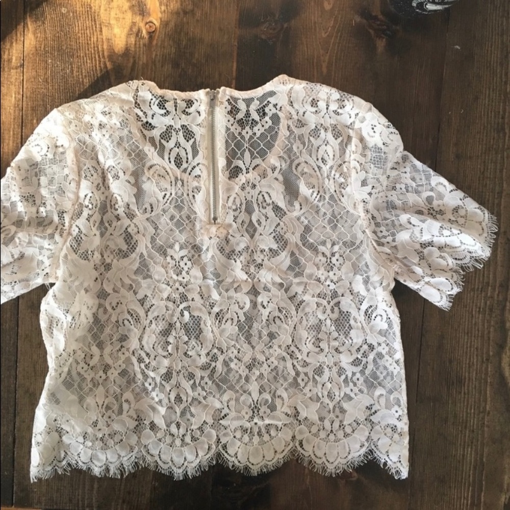 Lace Short-Sleeve Crop Top